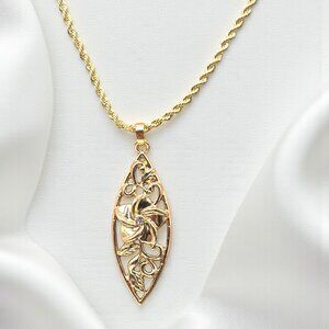 Hawaiian Plumeria CZ Necklace - Surfboard Design